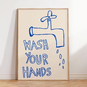 Wash Your Hands Print: Funny Retro Bathroom Decor (Digital Download)