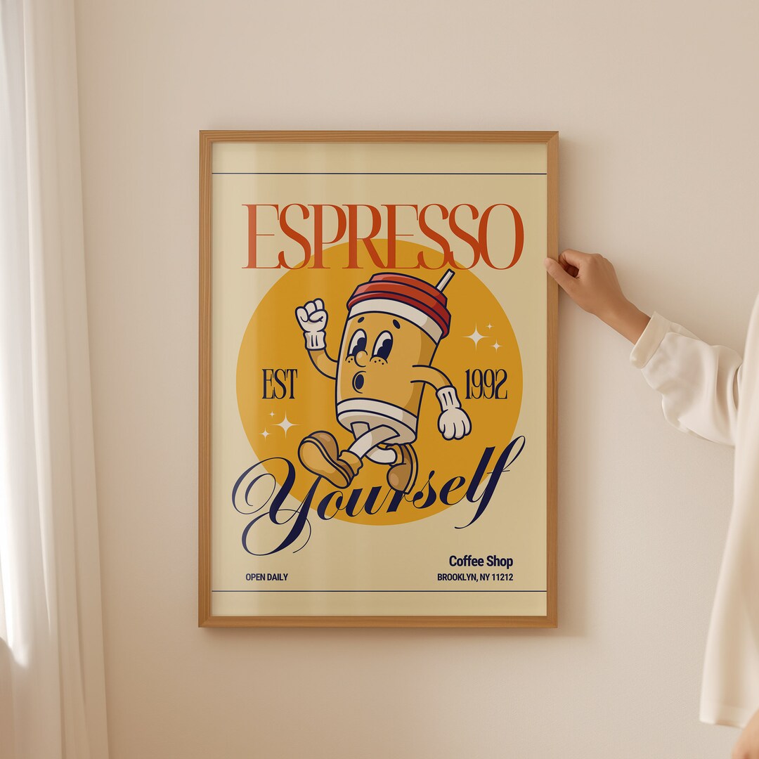 Espresso Yourself Retro Coffee Shop Art Print (digital Download) - Etsy