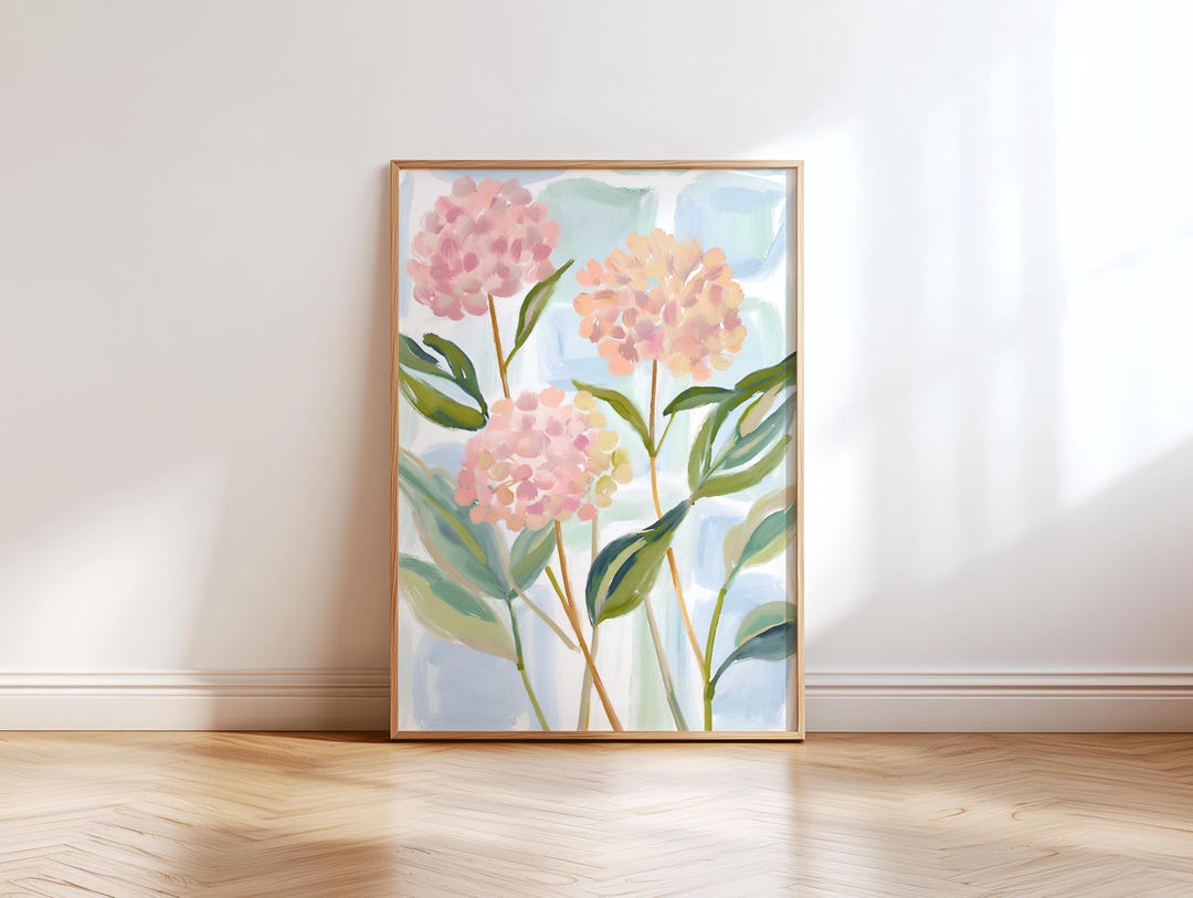 Hydrangea Wall Art – Pink Floral Poster (digital Download) - Etsy