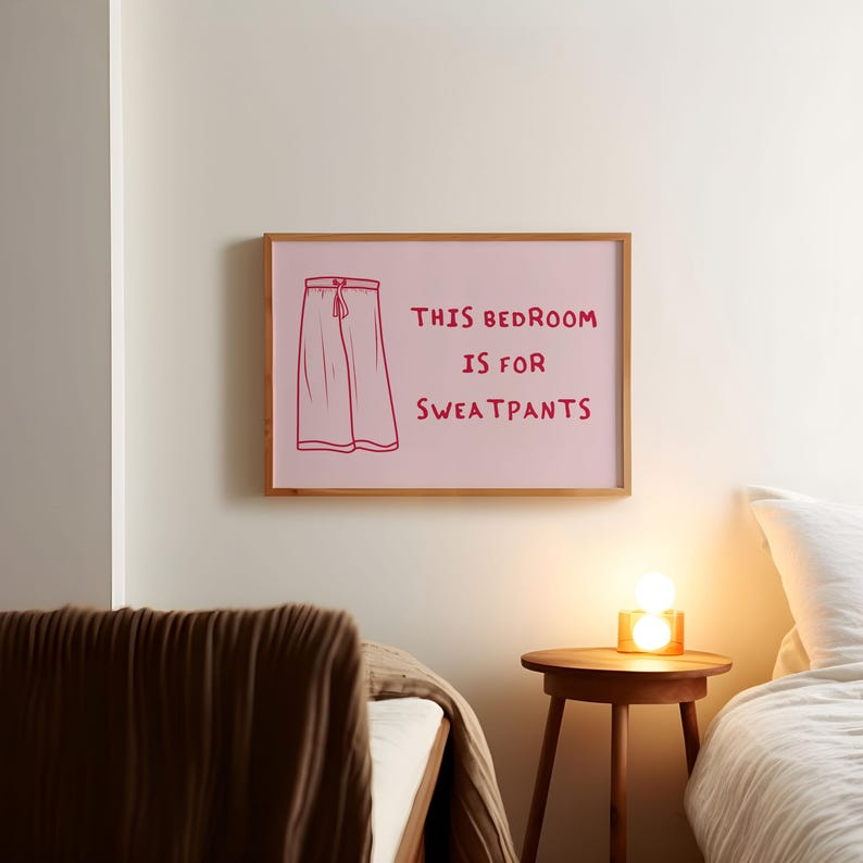 Trendy Bedroom Art Print Horizontal Wall Art Cute Bedroom Decor Funny Quote Art Print Retro Print Aesthetic Bedroom Decor Printable Wall Art