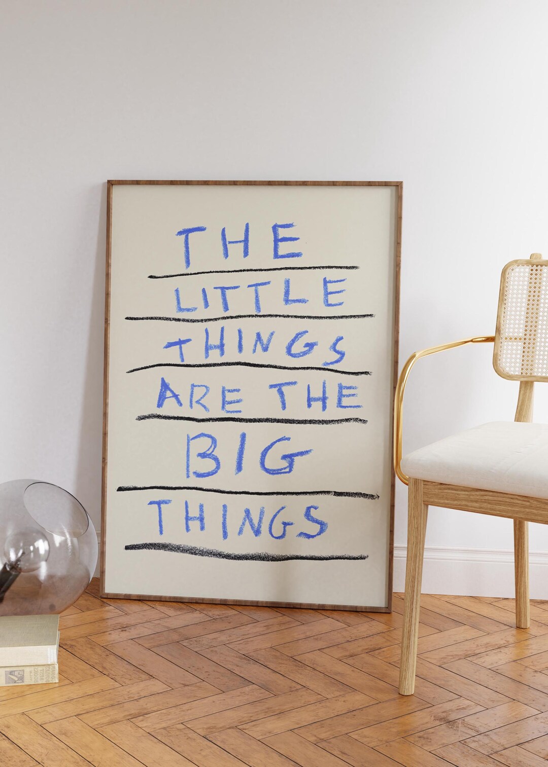 Blue Handwritten Quote Print: Inspirational Text Printable Wall