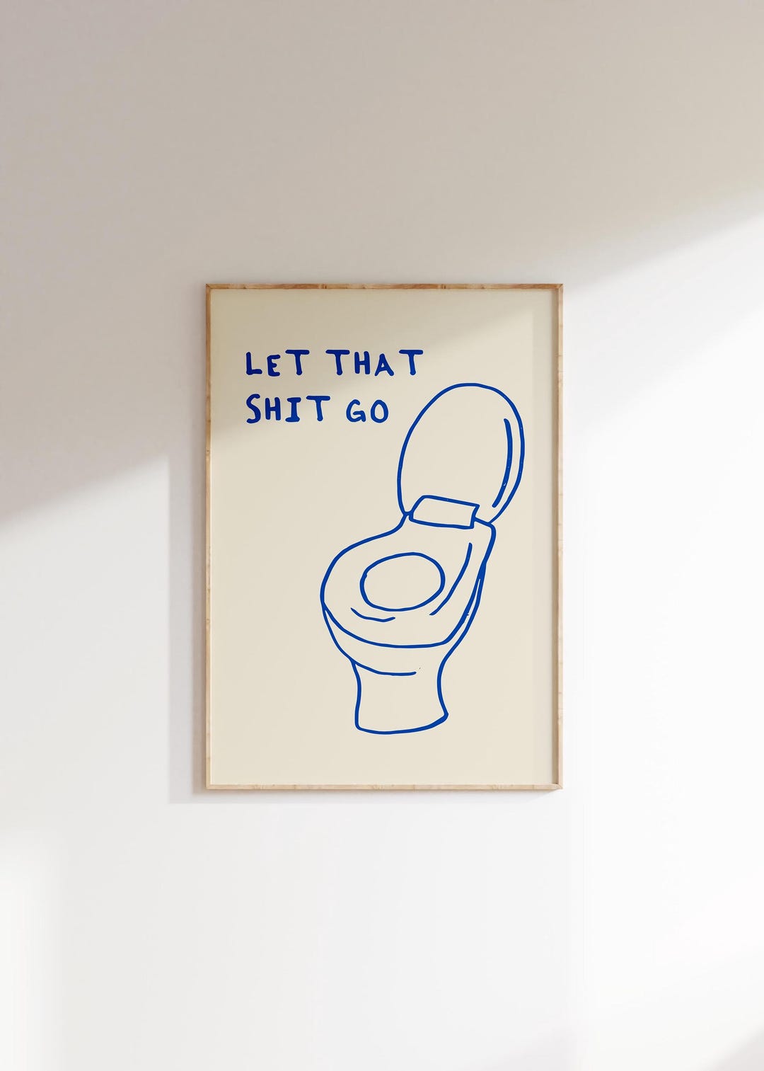 Funny Bathroom Sign Printable Wall Art: Blue Line Art Toilet Doodle - Etsy