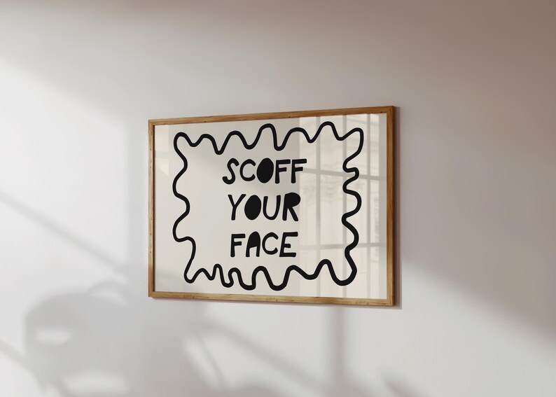 Scoff Your Face Print Retro Kitchen Poster Trendy Horizontal Wall Art