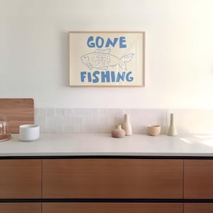 Gone Fishing Poster Beach Wall Art Trendy Home Decor Fishing Print ...