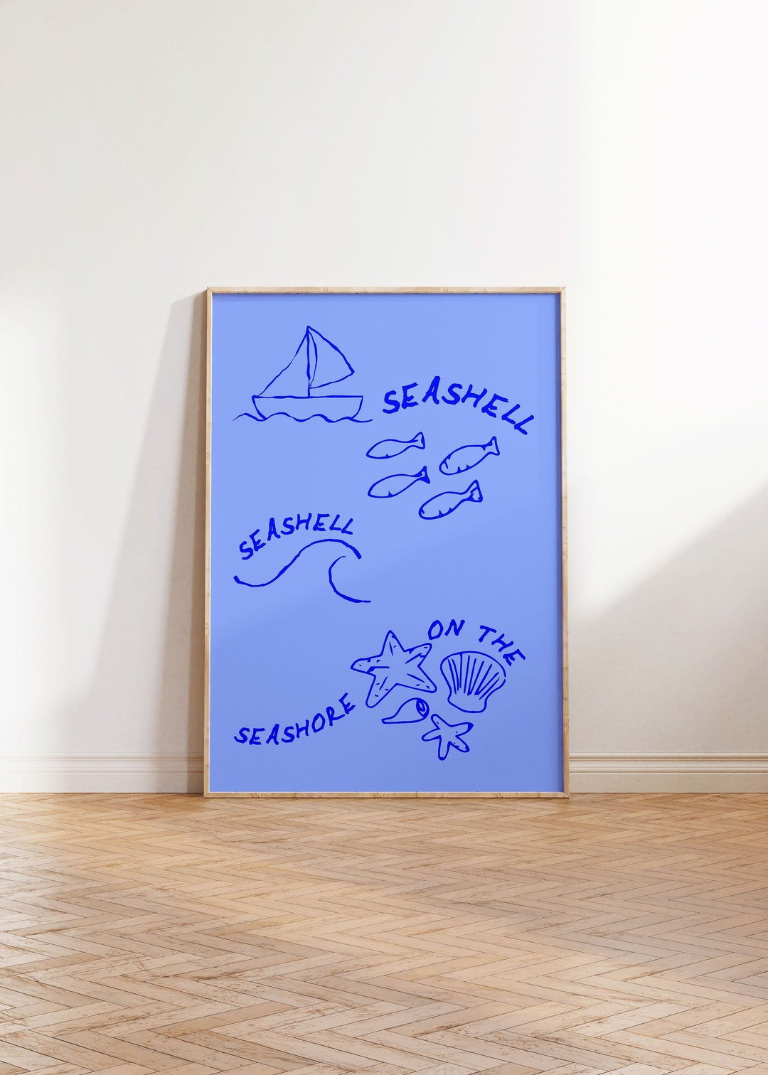 Seashells Wall Art Beach Poster Trendy Home Decor Coastal Art Cute Blue Seashell Print Retro Seashells Wall Art Beach Poster Trendy Home Decor Coastal Art Cute Blue Seashell Print Retro
