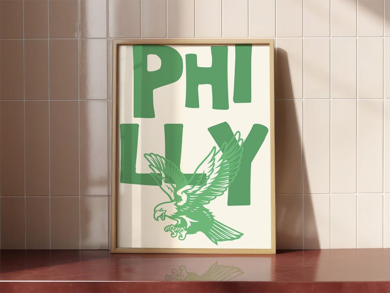 Philly Art Print Vintage Eagle Poster Retro Philadelphia Print Minimalist Wall Art Philadelphia Poster Trendy Home Decor Printable Art Green