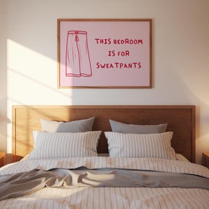 Trendy Bedroom Art Print Horizontal Wall Art Cute Bedroom Decor Funny Quote Art Print Retro Print Aesthetic Bedroom Decor Printable Wall Art