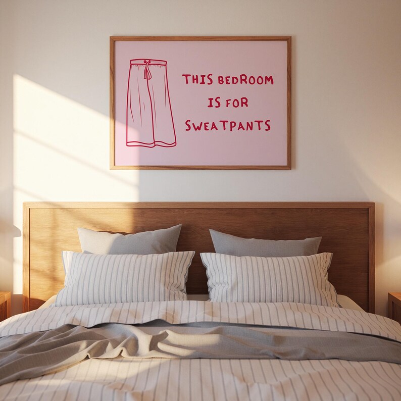 Trendy Bedroom Art Print Horizontal Wall Art Cute Bedroom Decor Funny Quote Art Print Retro Print Aesthetic Bedroom Decor Printable Wall Art