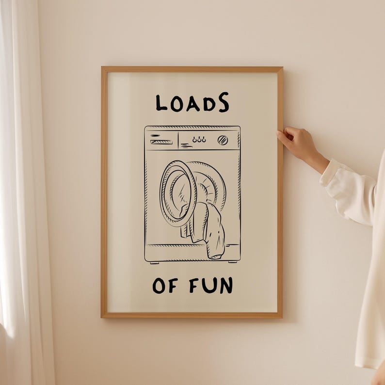 Loads Of Fun Poster Funny Laundry Print Laundry Room Decor Cute Quote Print Minimalist Wall Art Laundromat Poster Black Laundry Room Print
