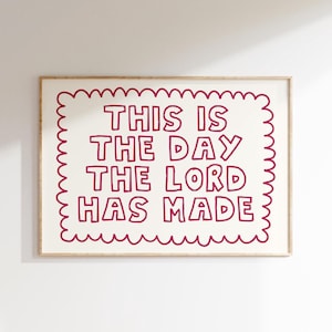 This Is The Day The Lord Has Made Print Bible Verse Art Cute Christian Home Decor Retro Scripture Poster Aesthetic Kids Room Decor Digital