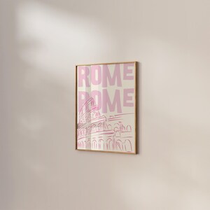 Rome Wall Art Print - Pink Colosseum Poster - Modern Travel Artwork - Retro Italy Poster - Minimalist Home Decor - Digital Download