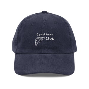 Croissant Embroidered Hat Dad Cap Embroidery Logo Baseball Hat Vintage Cap Unisex Baseball Cap Washed Vintage Style Baseball Dad Cap
