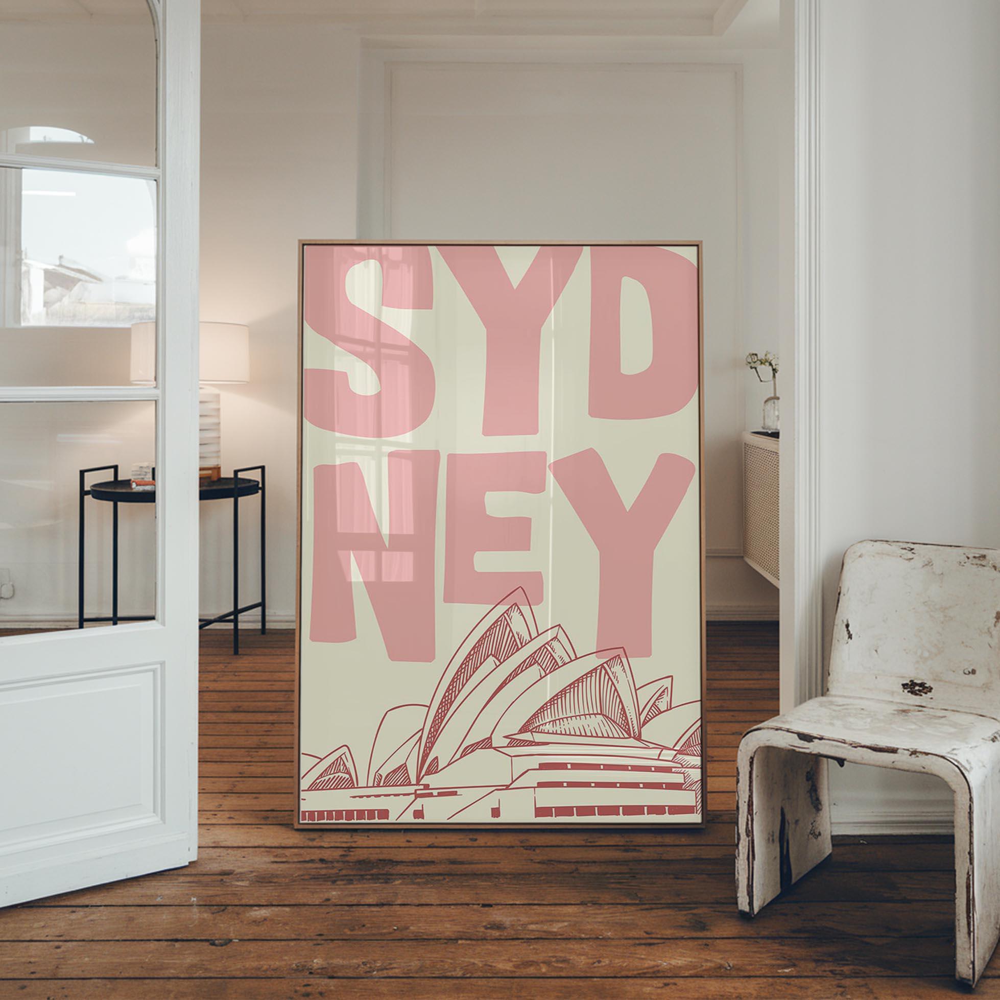 Vintage Sydney Opera House Art Print: Retro Pink Home Decor