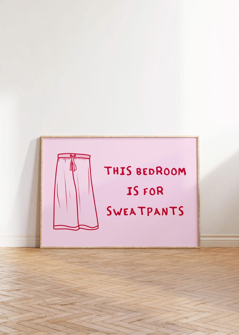 Trendy Bedroom Art Print Horizontal Wall Art Cute Bedroom Decor Funny Quote Art Print Retro Print Aesthetic Bedroom Decor Printable Wall Art