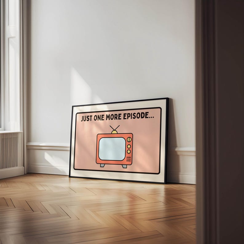 Funny Living Room Print Trendy Horizontal Wall Art Television Poster Trendy Living Room Decor Cute Quote Art Printable Wall Art Pink