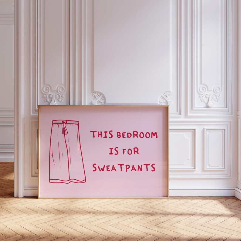 Trendy Bedroom Art Print Horizontal Wall Art Cute Bedroom Decor Funny Quote Art Print Retro Print Aesthetic Bedroom Decor Printable Wall Art