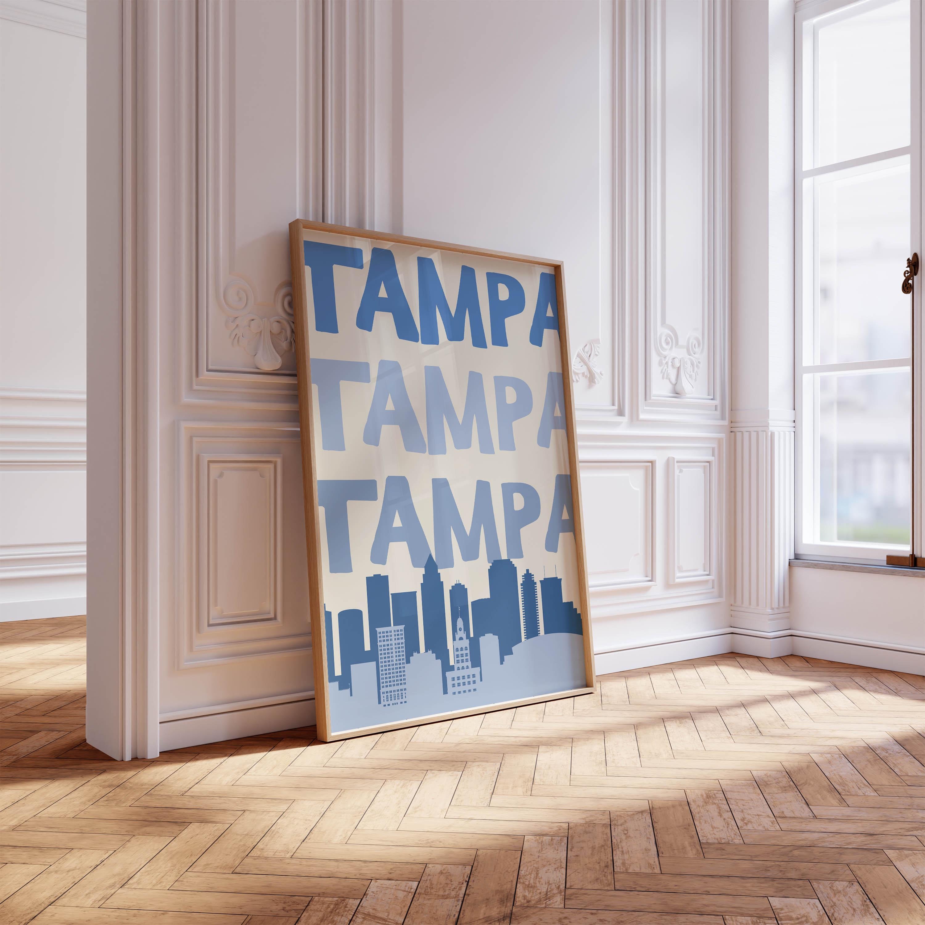Tampa Art Print Vintage Tampa Wall Art Retro Poster Minimalist Wall Art Florida Poster Trendy Home Decor Tampa Wall Decor Printable Art Blue