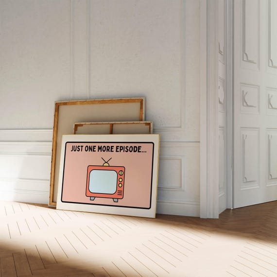 Retro TV Show Poster: Funny Binge-Watching Art (Digital Download)