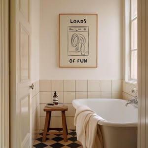 Loads Of Fun Poster Funny Laundry Print Laundry Room Decor Cute Quote Print Minimalist Wall Art Laundromat Poster Black Laundry Room Print