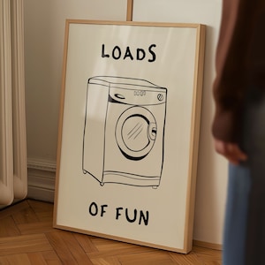 Loads Of Fun Poster Funny Laundry Print Laundry Room Decor Cute Quote Print Minimalist Wall Art Laundromat Poster Black Laundry Room Print