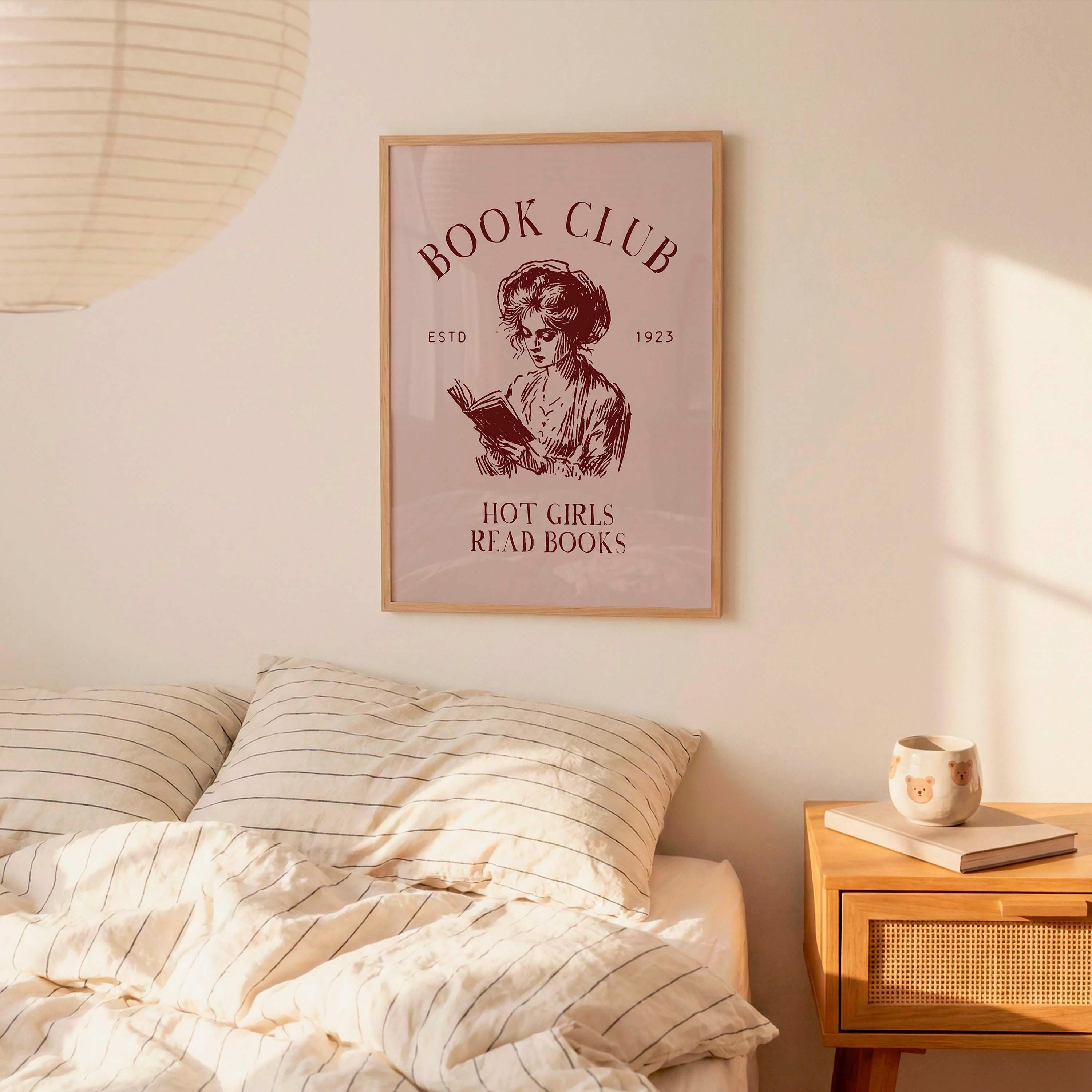 Hot Girls Read Books Print, Book Club Wall Art, Coquette Library
