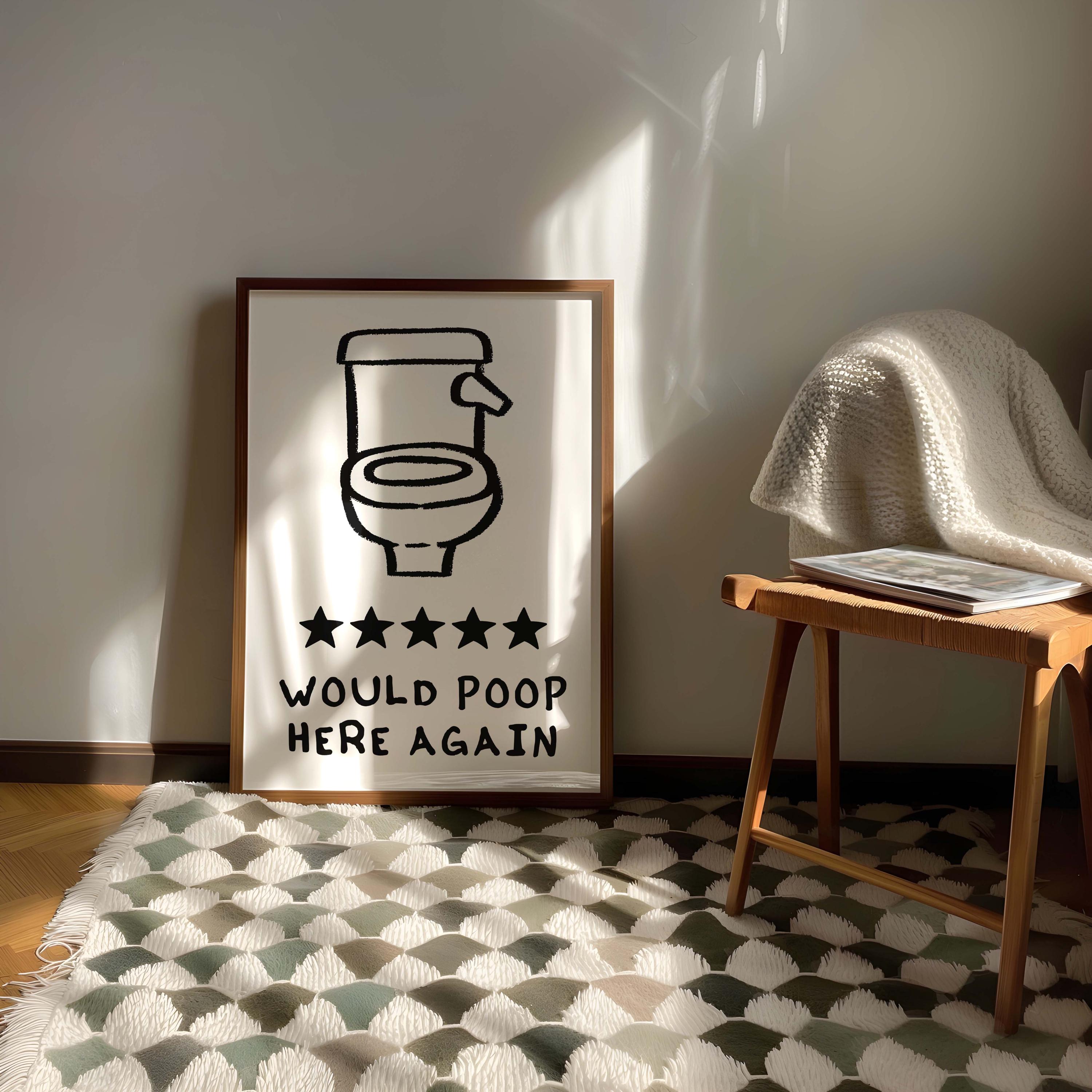 Targa In Metallo Divertente Con Scritta 'Would Poop Here Again' – Decorazione Retrò Per Bagno, Ufficio O Casa, 20x30 Cm