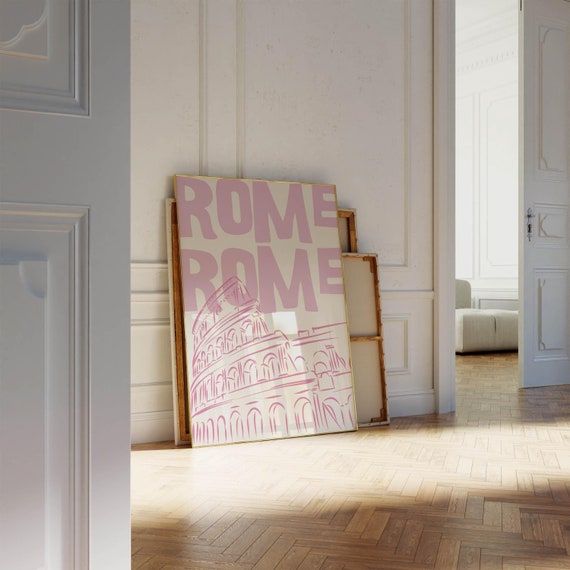 Pink Colosseum Rome Print: Modern Italy Travel Poster (Digital Download)