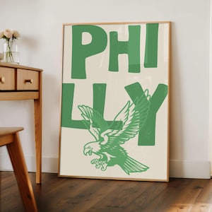Philly Art Print Vintage Eagle Poster Retro Philadelphia Print Minimalist Wall Art Philadelphia Poster Trendy Home Decor Printable Art Green