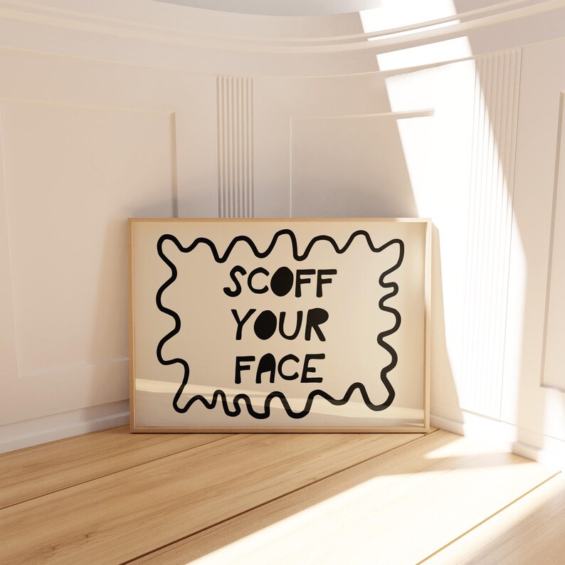 Scoff Your Face Print Retro Kitchen Poster Trendy Horizontal Wall Art