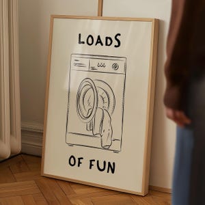 Loads Of Fun Poster Funny Laundry Print Laundry Room Decor Cute Quote Print Minimalist Wall Art Laundromat Poster Black Laundry Room Print