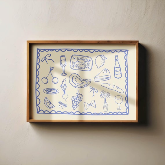 Retro Food Art Print: Trendy Kitchen Wall Decor (Digital Download)