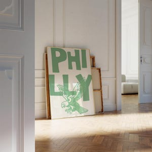 Philly Art Print Vintage Eagle Poster Retro Philadelphia Print Minimalist Wall Art Philadelphia Poster Trendy Home Decor Printable Art Green