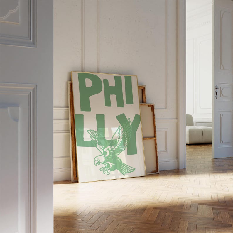 Philly Art Print Vintage Eagle Poster Retro Philadelphia Print Minimalist Wall Art Philadelphia Poster Trendy Home Decor Printable Art Green