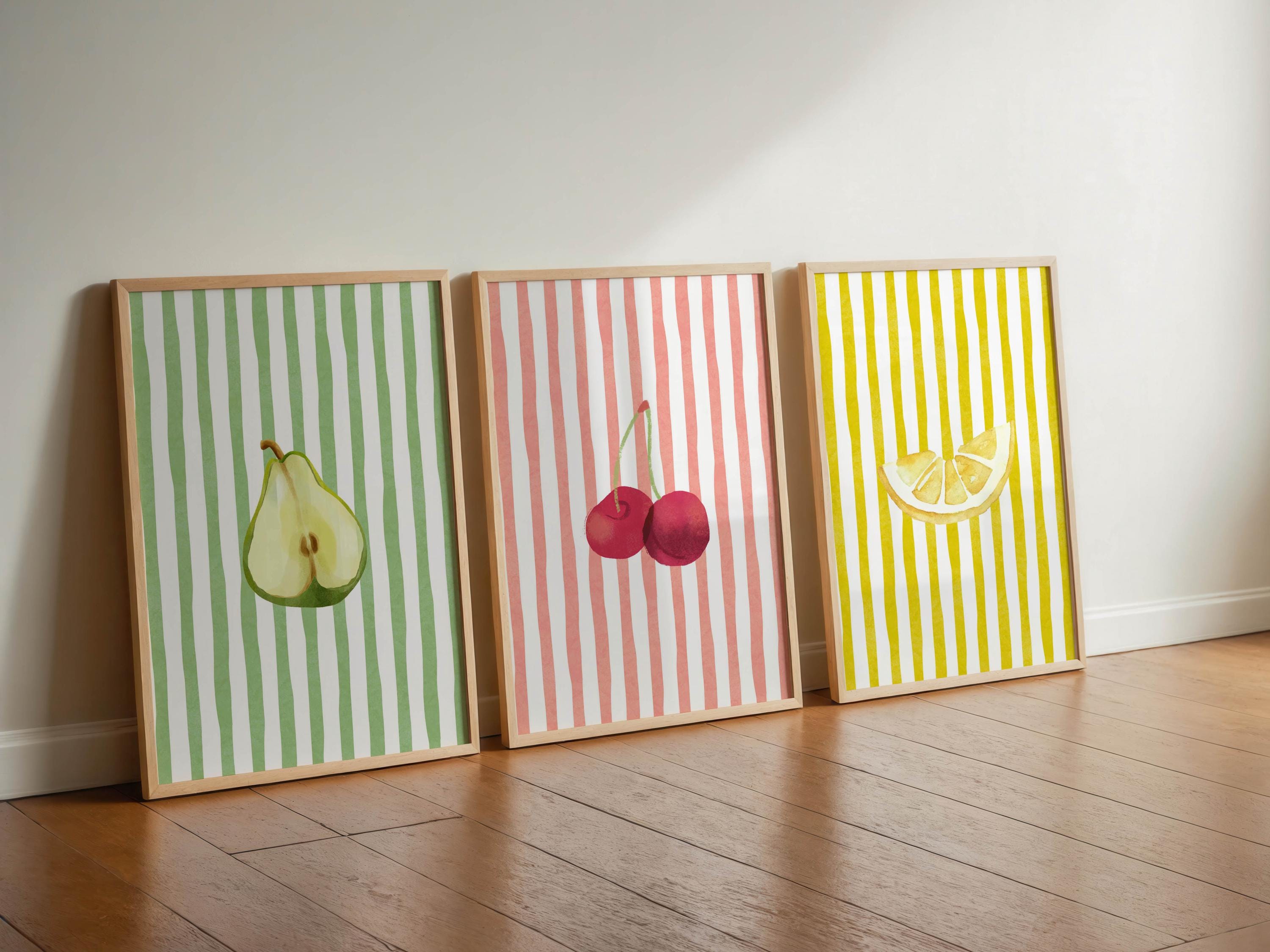 Colorful Fruit Print Set: Retro Kitchen Wall Art (digital Download