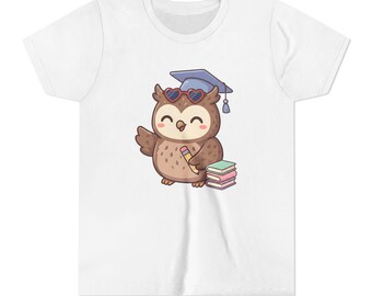 Owl Back to School Youth Tee, Cute First Day of School Owl | Kawaii Owl Youth Tee, Teacher Student Gift