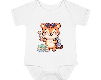Tiger Cub Back to School Baby Onesie, Cute First Day of School Tiger Cub | Kawaii Tiger Cub Baby Onesie, Teacher Student Gift