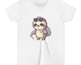 Sloth Back to School Youth Tee, Cute First Day of School Sloth | Kawaii Sloth Youth Tee, Teacher Student Gift
