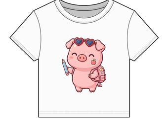 Piglet Back to School Baby Tee, Cute First Day of School Piglet | Kawaii Piglet Baby Tee, Teacher Student Gift
