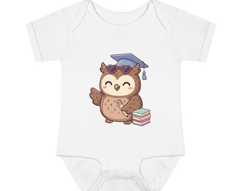 Owl Back to School Baby Onesie, Cute First Day of School Owl | Kawaii Owl Baby Onesie, Teacher Student Gift