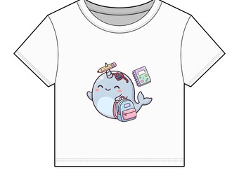 Narwhal Back to School Baby Tee, Cute First Day of School Narwhal | Kawaii Narwhal Baby Tee, Teacher Student Gift