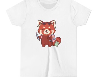 Red Panda Back to School Youth Tee, Cute First Day of School Red Panda | Kawaii Red Panda Youth Tee, Teacher Student Gift