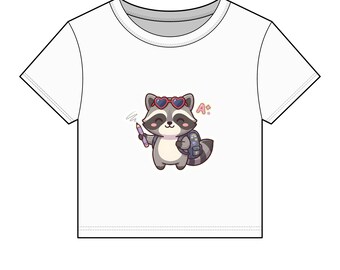 Raccoon Back to School Baby Tee, Cute First Day of School Raccoon | Kawaii Raccoon Baby Tee, Teacher Student Gift
