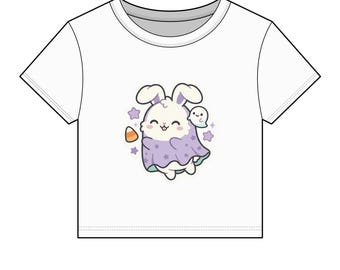 Ghost Bunny Halloween Baby Tee, Cute Spooky Ghost Bunny Baby Tee | Kawaii Pumpkin Ghost Bunny, Fall Ghost Bunny Lover Gift