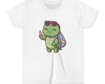 Sea Turtle Back to School Youth Tee, Cute First Day of School Sea Turtle | Kawaii Sea Turtle Youth Tee, Teacher Student Gift