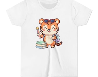 Tiger Cub Back to School Youth Tee, Cute First Day of School Tiger Cub | Kawaii Tiger Cub Youth Tee, Teacher Student Gift