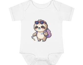 Sloth Back to School Baby Onesie, Cute First Day of School Sloth | Kawaii Sloth Baby Onesie, Teacher Student Gift