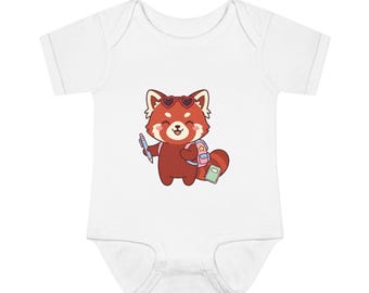 Red Panda Back to School Baby Onesie, Cute First Day of School Red Panda | Kawaii Red Panda Baby Onesie, Teacher Student Gift