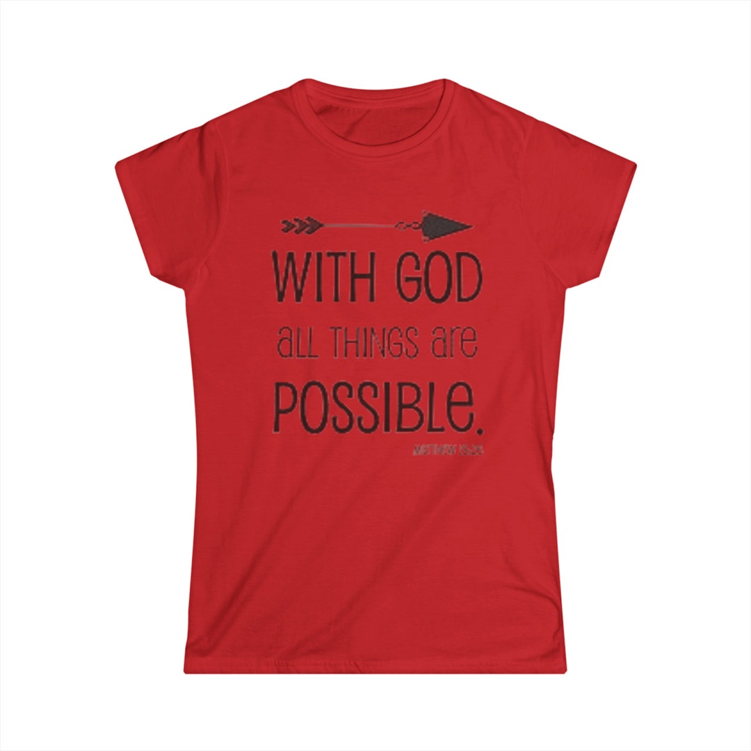 Matthew 19:26 Bible Verse Women's Softstyle Tee - Etsy