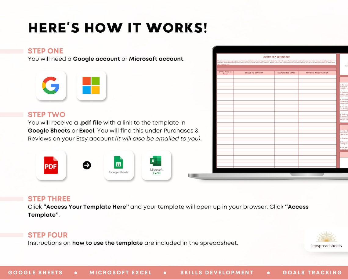 Autism IEP Spreadsheet With Dropdown Menu | Google Sheets | Microsoft ...