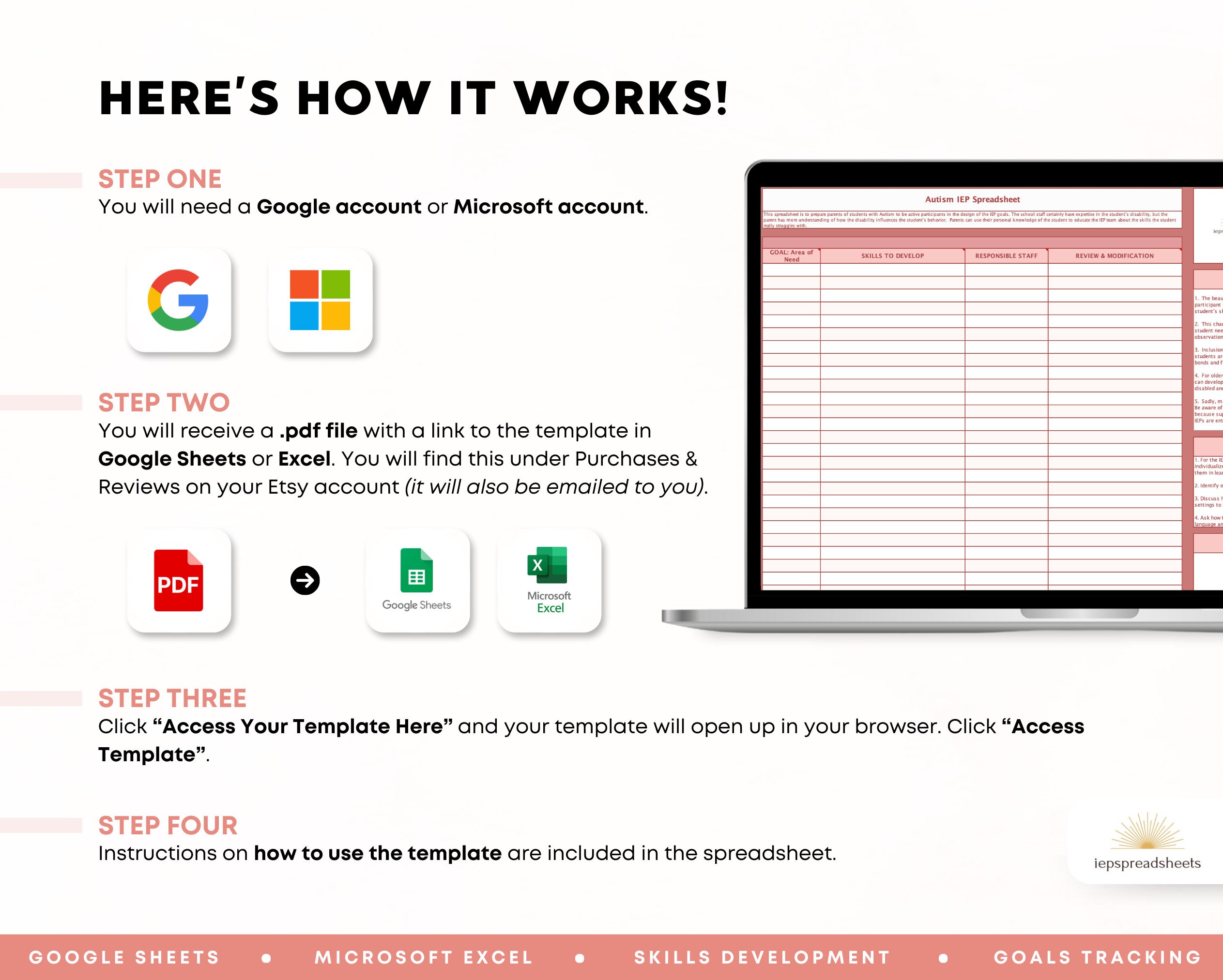 Autism IEP Spreadsheet With Dropdown Menu Google Sheets Microsoft Excel ...